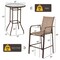 Costway 3 PCS Outdoor Patio Bar Table Stool Set Height Tempered Glass Top
